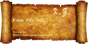 Kapp Zénó névjegykártya